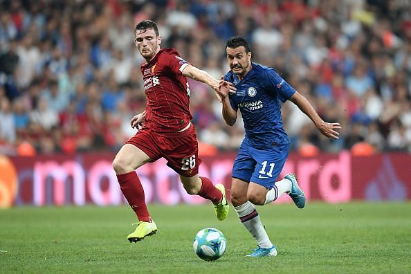 Pedro (R) kept the Liverpool defence on their toes